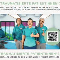 Drei Personen in einer Arztpraxis